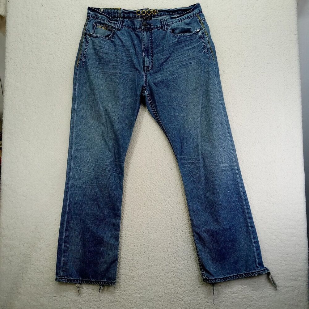 COOGI Jeans Mens 38x34 Distressed‎ Thrashed Cotton Medium Wash Y2K Flaws